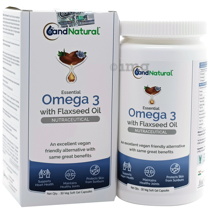 6th and Natural Essential Omega 3 with Flaxseed Oil Veg Softgel Capsule