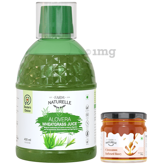 Farm Naturelle Alovera Wheatgrass Juice with 55 gm Ginger Infused Honey