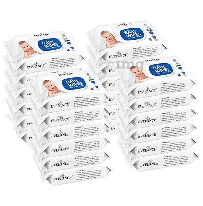 Evelance Soft Cleansing Baby Wipes with Lid (72 Each)