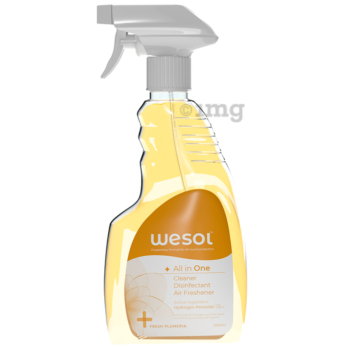 Wesol Food Grade Hydrogen Peroxide 1% All in One Multi Surface Cleaner Liquid, Disinfectant and Air Freshner Spray (500ml Each) Fresh Plumeria