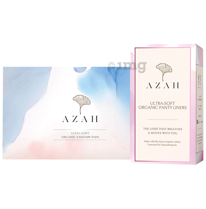Azah Combo Pack of Ultra Soft Organic Sanitary Pads (30XL) and Ultra-Soft Organic Panty Liners (40)