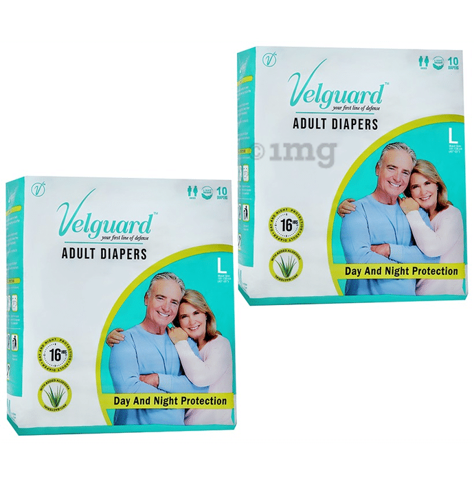 Velguard Adult Diaper, Day and Night Protection (10 Each) Large