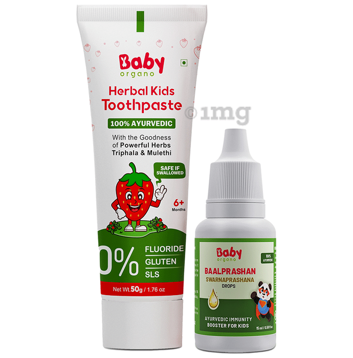 Baby Organo Combo Pack Of Baalprashan Drop (15ml) And Herbal Kids Toothpaste (50gm)