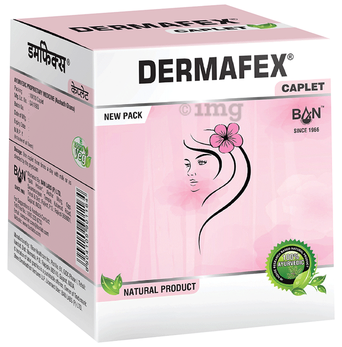 Ban Labs Dermafex Caplet| Ayurvedic skin care, Helps in Acne & Pimples| Dull dry skin Caplet