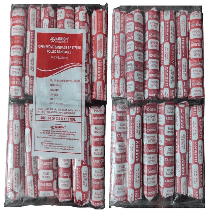 Agarwals Kabrion Kab Open Wove Absorbent Cotton Medical Gauze Roll Bandage 10cm x 5m