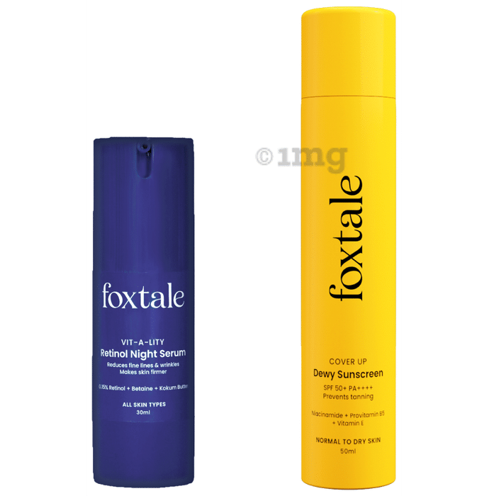 Foxtale Combo Pack of Retinol Night Serum 30ml and Dewy Sunscreen 50ml