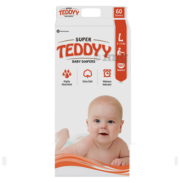 Teddyy Super Baby Diaper with Wetness Indicator | Size Large