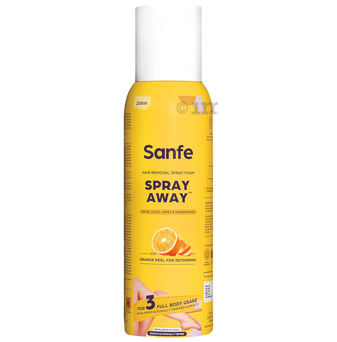 Sanfe Spray Away Hair Removal Spray Foam for Chest, Bikini, Legs, Arms & Underarm