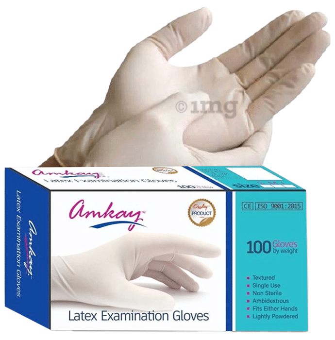 Amkay Disposable Latex Examination Gloves  Sterile Rubber Gloves Large