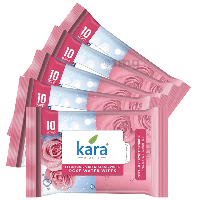 Kara Beauty Refreshing Wipes (10 Each) Rose Water