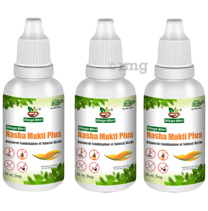 Divya Shri Nasha Mukti Plus Drop Balanced Combination of Natural Herbs (30ml Each) Buy 2 Get 1 Free