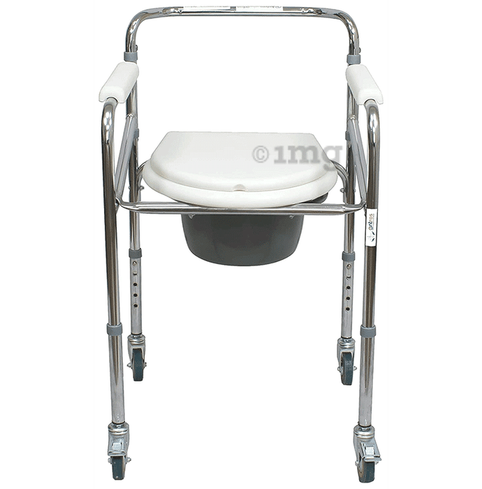 Entros KL696 Premium Steel Height Adjustable Commode Chair with Castors