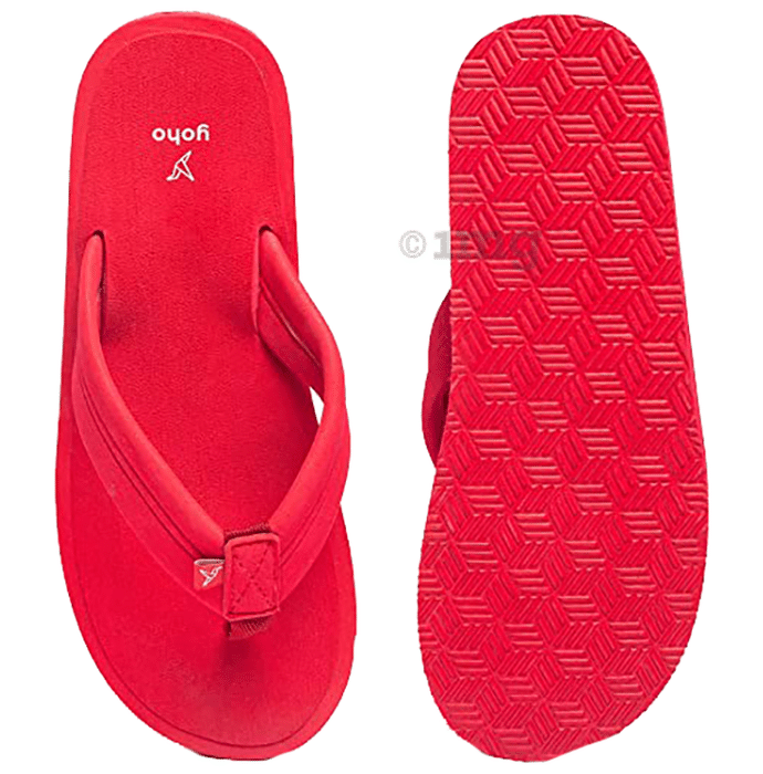 Yoho Lifestyle Ortho Soft Comfortable and Stylish Flip Flop Slippers for Men Earthy Tan 6 Coral Red