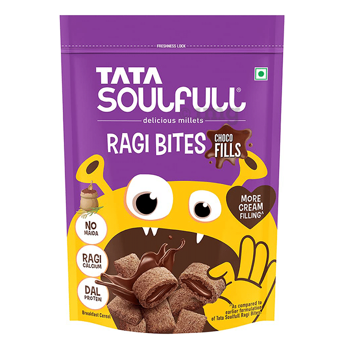 Tata Soulfull Ragi Bites Choco Fills, No Maida, Delicious Millets, Breakfast Cereal Choco Fills