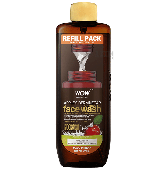 WOW Skin Science Apple Cider Vinegar Foaming Face Wash Refill Pack