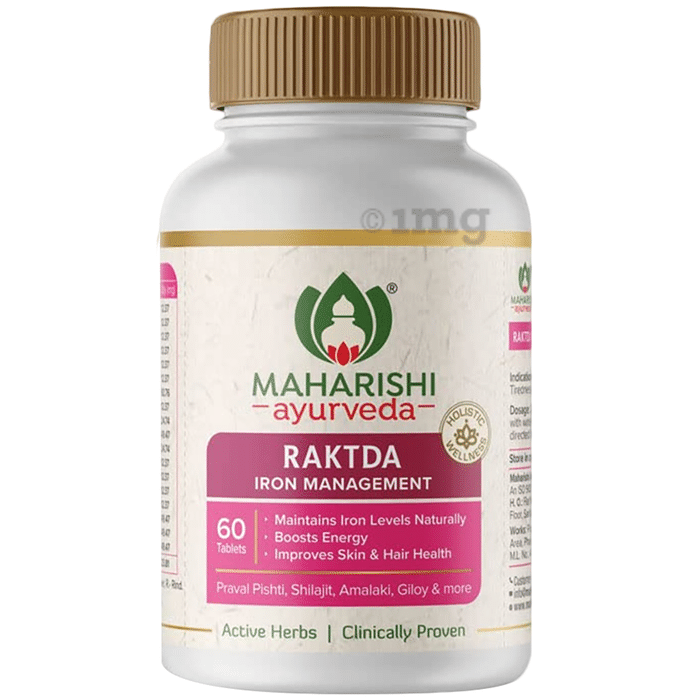 Maharishi Ayurveda Raktda Iron Management Tablets, Ayurvedic Supplement, Boosts Energy, Improve Skin &Hair Health
