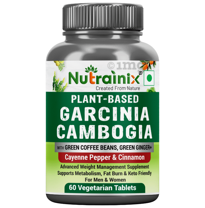 Nutrainix Organic & Plant-Based Garcinia Cambogia+ with Green Ginger & 5-HTP Vegetarian Capsule