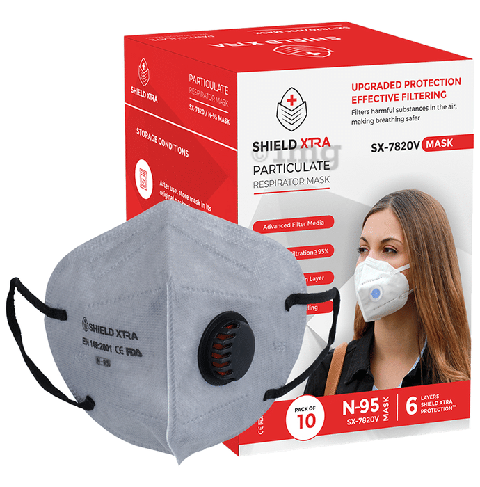 Shield Xtra Universal SX 7820V N95 FFP2 Certified Earloop with 6 Layers Particulate Respirator Mask