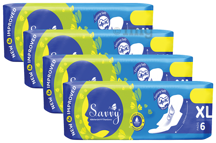 Savvy Higher Quicker Absorption Cottony Soft Sanitary Pad (6 Each) XL