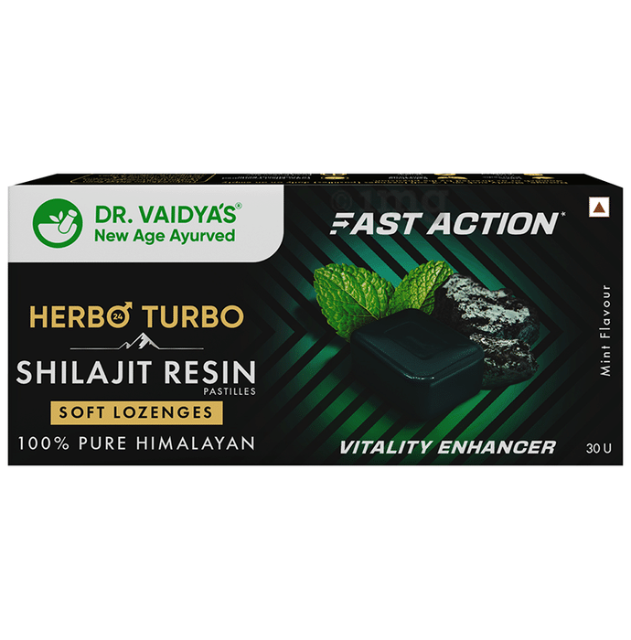 Dr. Vaidya's Fast Action Herbo Turbo Shilajit Resin Pastilles Soft Lozenges (30 Each)