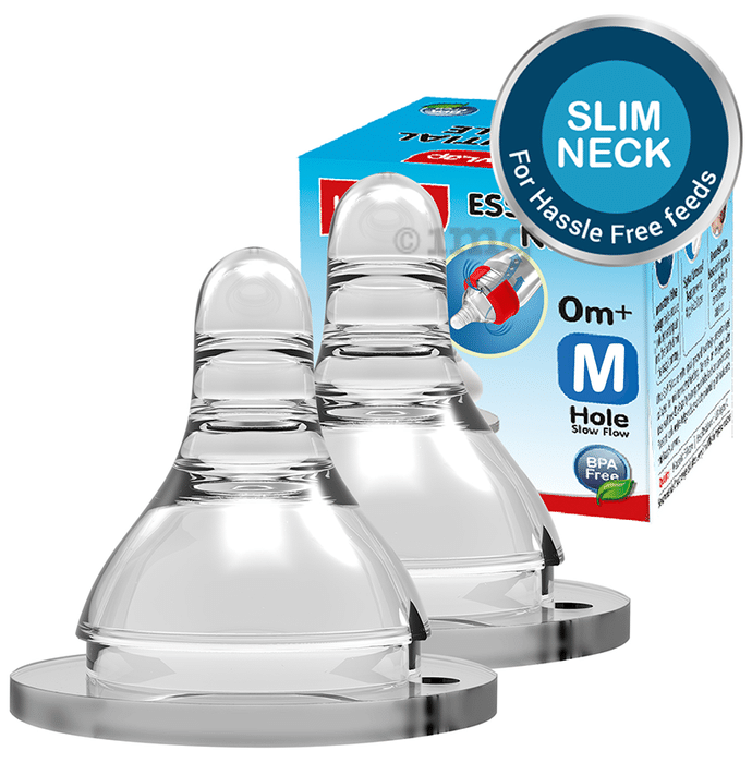 LuvLap Essential Nipple for Slim Neck Medium Medium Flow