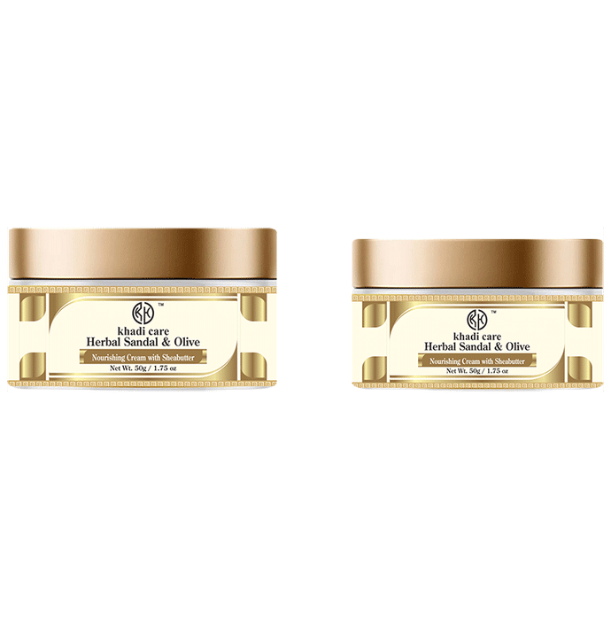 Khadi Care Herbal Sandal & Olive Nourishing Cream with Sheabutter (50gm Each)