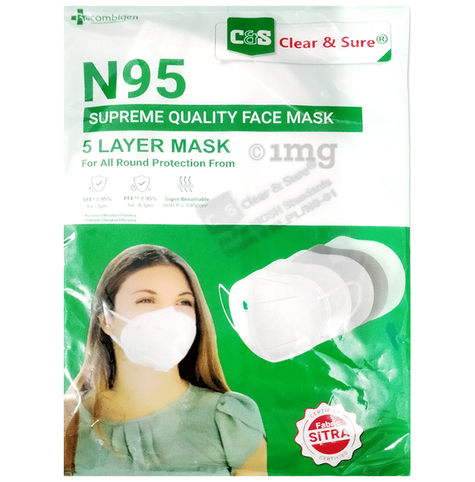 Clear & Sure N95 Reusable Cloth Mask With Melt Blown Fabric Layer