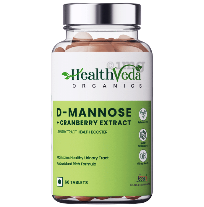 Health Veda Organics D-Mannose + Cranberry Extract Veg Tablet