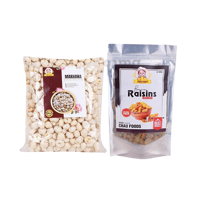 Chau Foods Combo Pack of Makhana 150gm & Premium Raisins 200gm