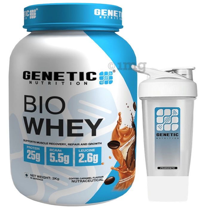 Genetic Nutrition Bio Whey Powder Coffee Caramel with Shaker Free