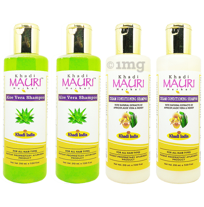 Khadi Mauri Herbal Combo Pack of Aloe Vera & Cream Conditioning Shampoo (210ml Each)
