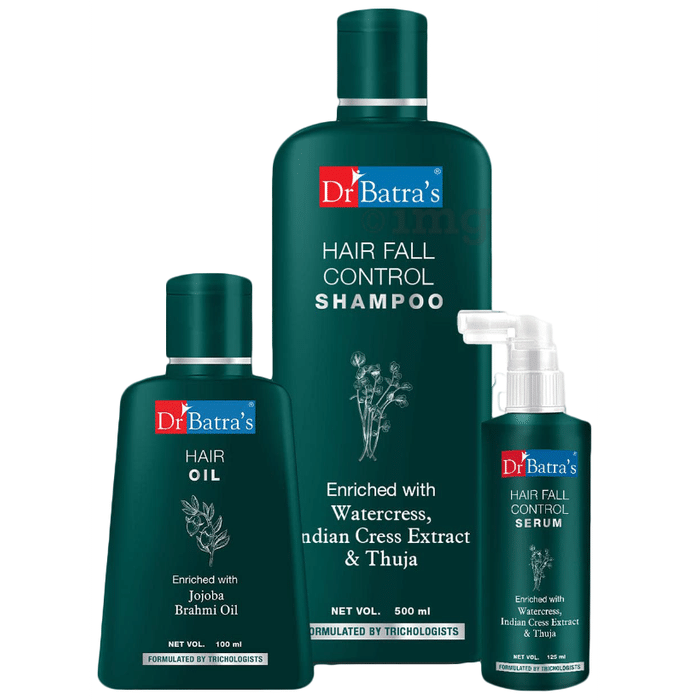 Dr Batra's Combo Pack of Hair Fall Control Serum 125ml, Hair Oil 100ml and Hair Fall Control Shampoo 500ml