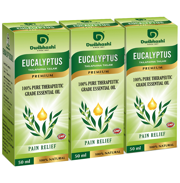 Dwibhashi Eucalyptus Tailaparna Tailam 100% Pure Therapeutic Grade Essential Oil (50ml Each)