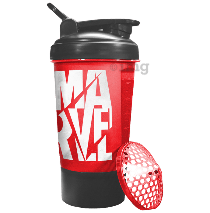 Powermax Fitness Protein Shaker Bottle with Single Storage Red Marvel