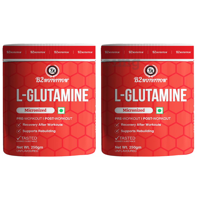 B2 Nutrition L-Glutamine Micronized Powder (250gm Each) Unflavoured