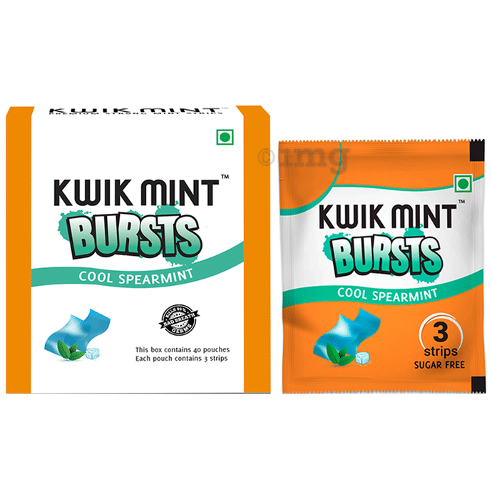 Kwik Mint Bursts Strip (120 Each) Cool Spearmint