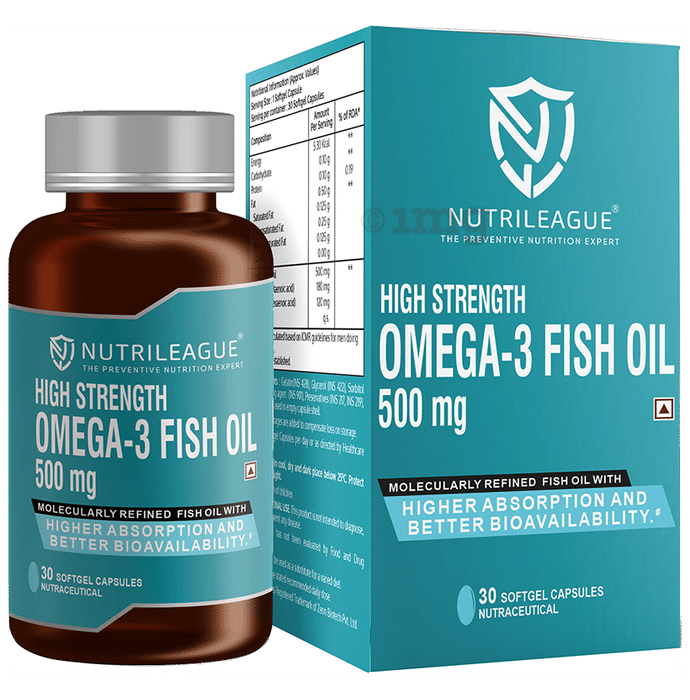Nutrileague High Strength Omega 3 Fish Oil 500mg Softgel Capsule