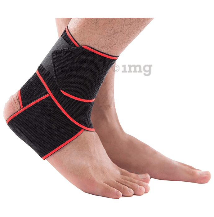 Skudgear Adjustable Ankle Support Compression Brace with Silicone Strip