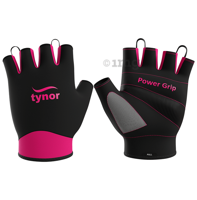 Tynor Tynorgrip Women's Gym Gloves Black & Pink Medium