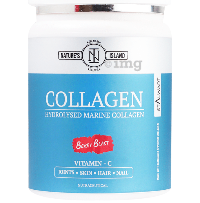 Nature's Island Hydrolysed Marine Collagen with Vitamin C | For Joints, Skin, Hair & Nails | Flavour Berry Blast