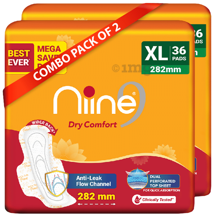 Niine Dry Comfort Extra Long Sanitary Pads (36 Each) XL