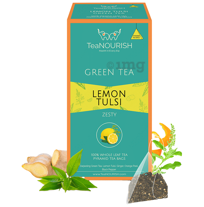 TeaNourish Green Tea Bag Lemon Tulsi