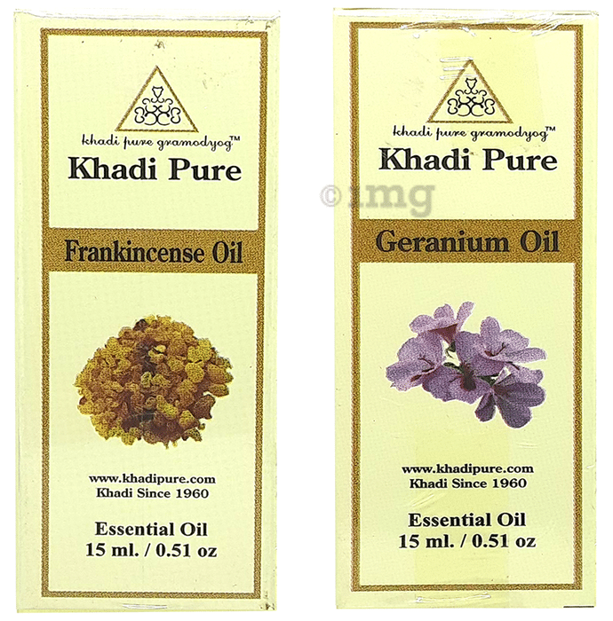 Khadi Pure Combo Pack of Frankincense Oil & Geranium Oil (15ml Each)