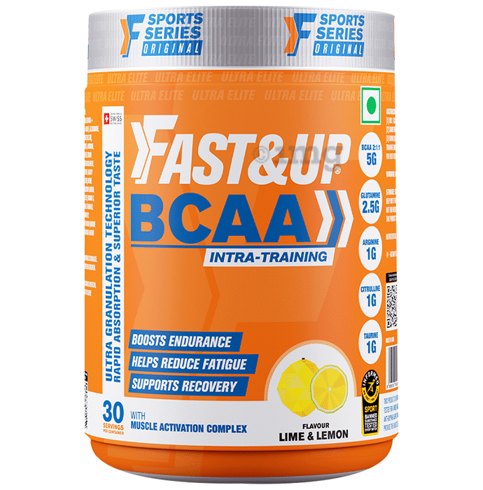 Fast&Up BCAA 2:1:1 (Leucine, Isoleucine & Valine) | For Lean Muscles & Recovery | Flavour Lime-Lemon