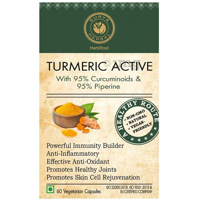 Surya Herbal Turmeric Active with 95% Curcuminoids & 95% Piperine Vegetarian Capsule