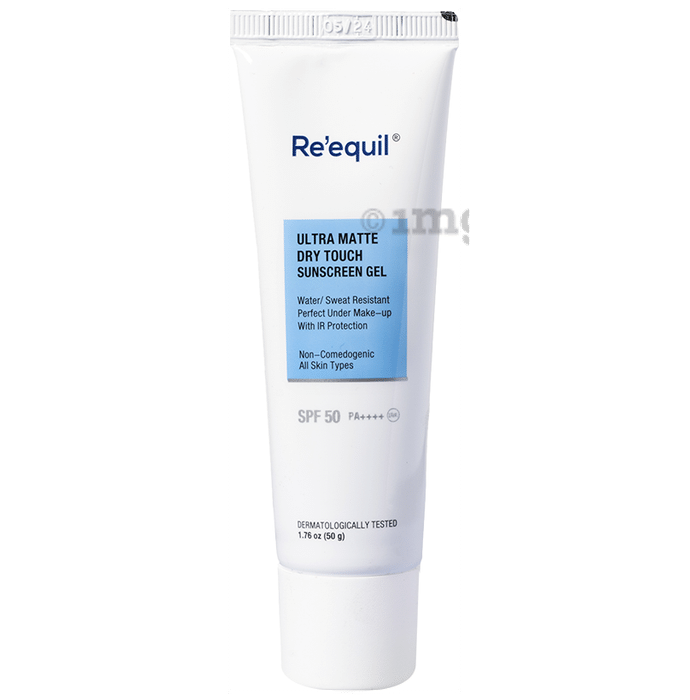 Re'equil Ultra Matte Dry Touch Sunscreen Gel with IR Protection | SPF 50 PA++++ | Water/Sweat-Resistant