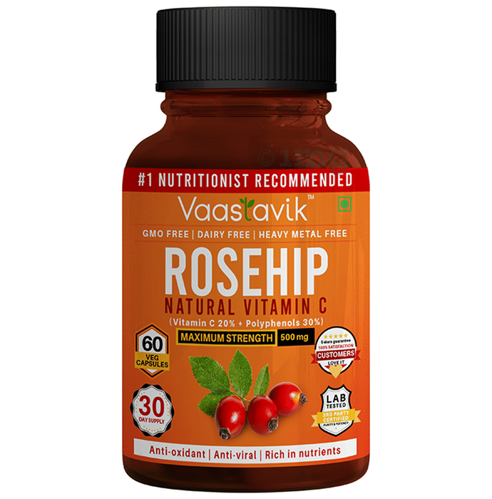 Vaastavik Rosehip Natural Vitamin C Veg Capsule