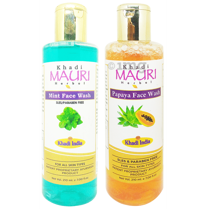 Khadi Mauri Herbal Papaya & Mint Face Wash (210ml Each)