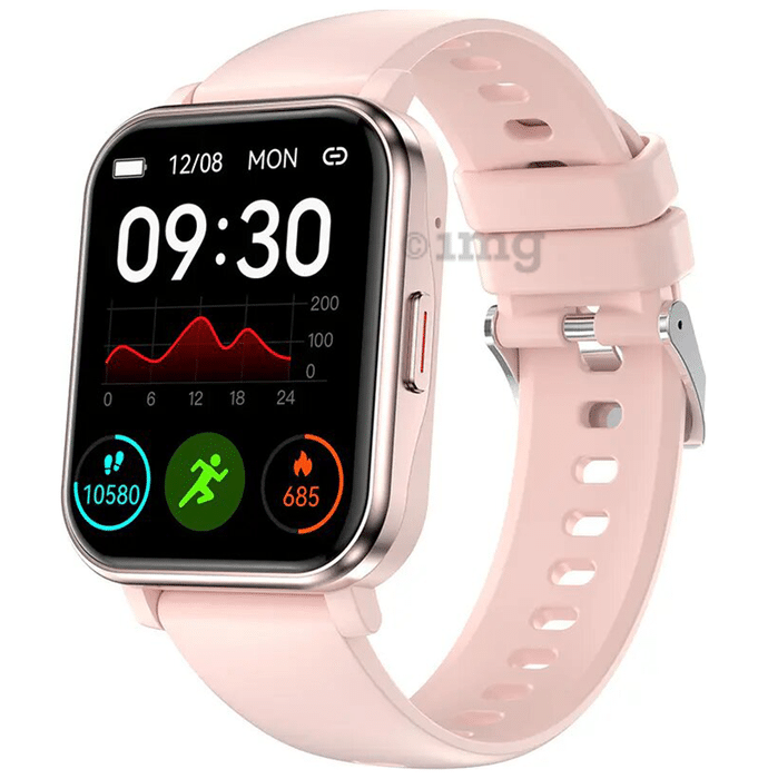 GOQii Stream Bluetooth Calling Smart Watch with 5 Lakh Health, 1 Lakh Life Insurance and 3 Months Free Health & Fitness Coaching Pink