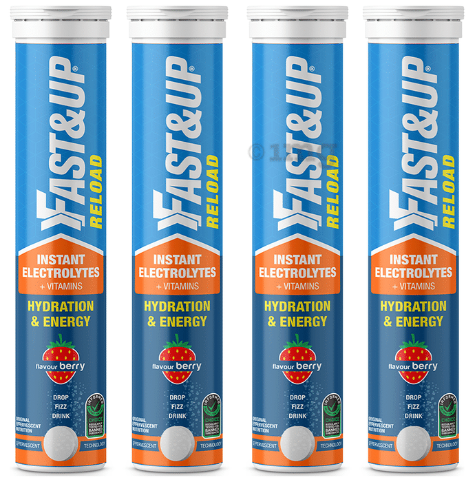 Fast&Up Reload Instant Electrolytes + Vitamins for Hydration & Energy Effervescent Tablet (20 Each) | Flavour Berry